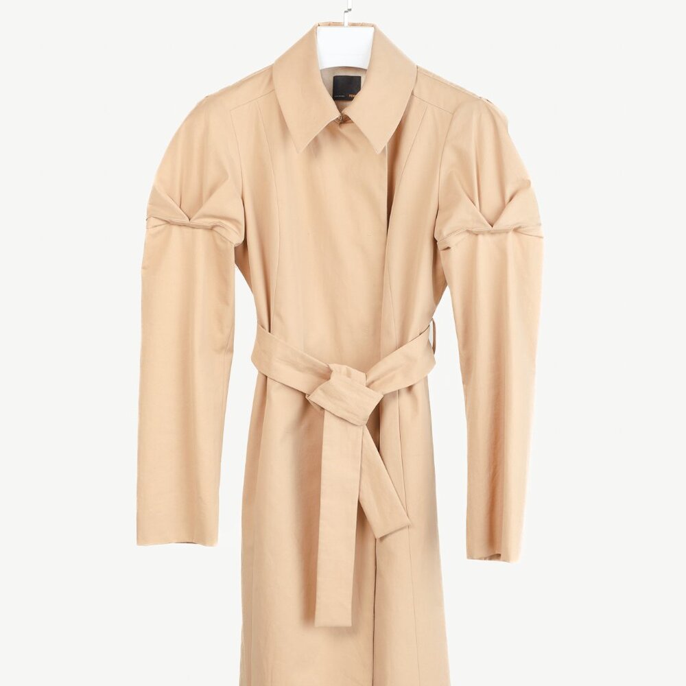 Fendi Tan Cotton Belted Pleated-Sleeve Trench Coat